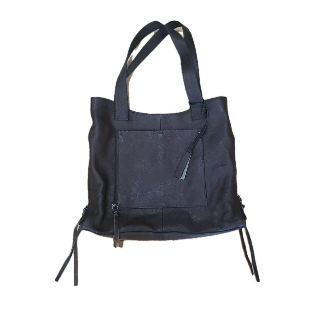 Vince Camuto Rylan Bag Tote Dark Brown Shoulder Leather Medium 14 X 12